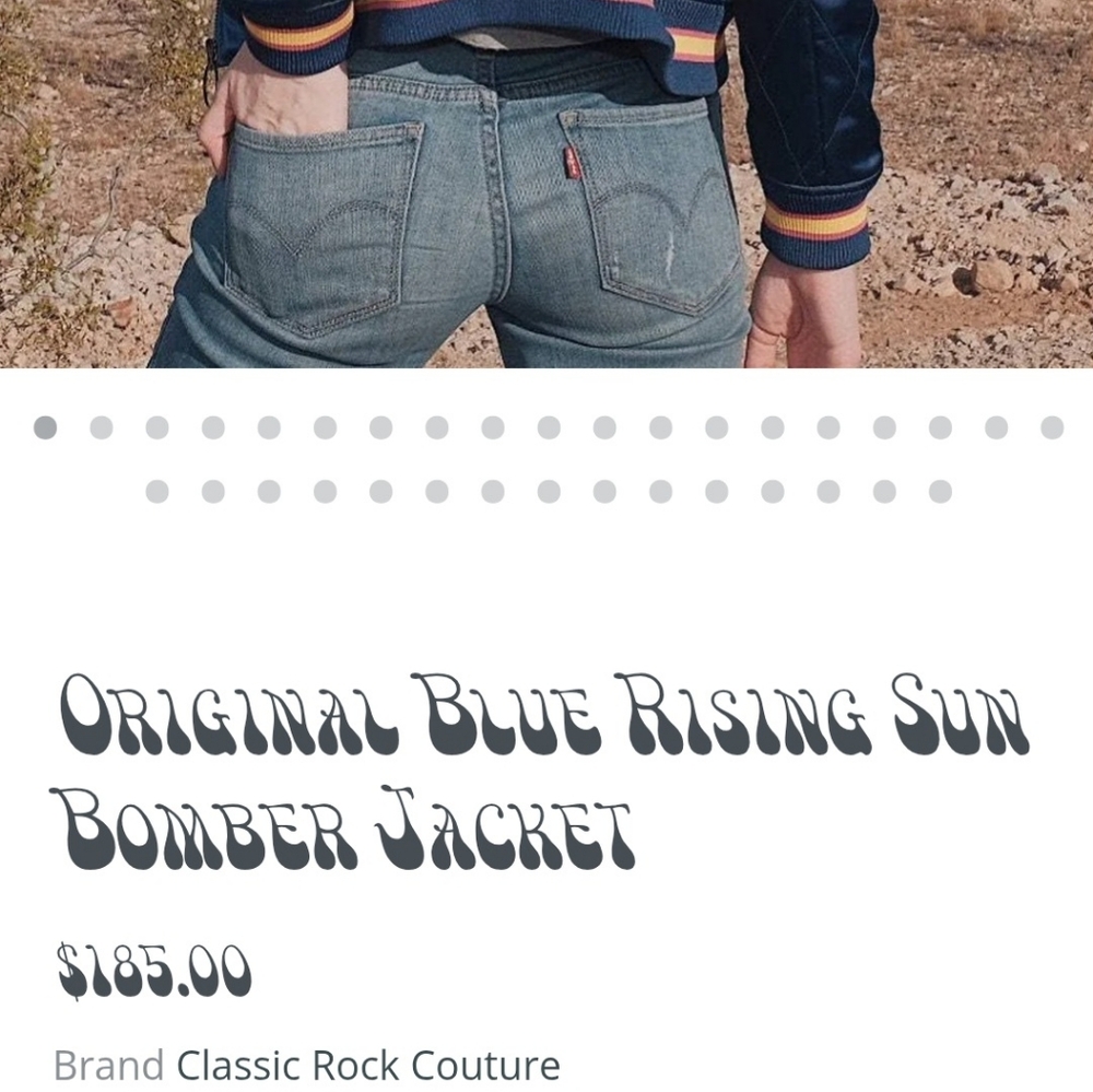 Moving Sale! { Classic Rock Couture Original Blue Rising Sun Bomber Jacket XL - Picture 10 of 12